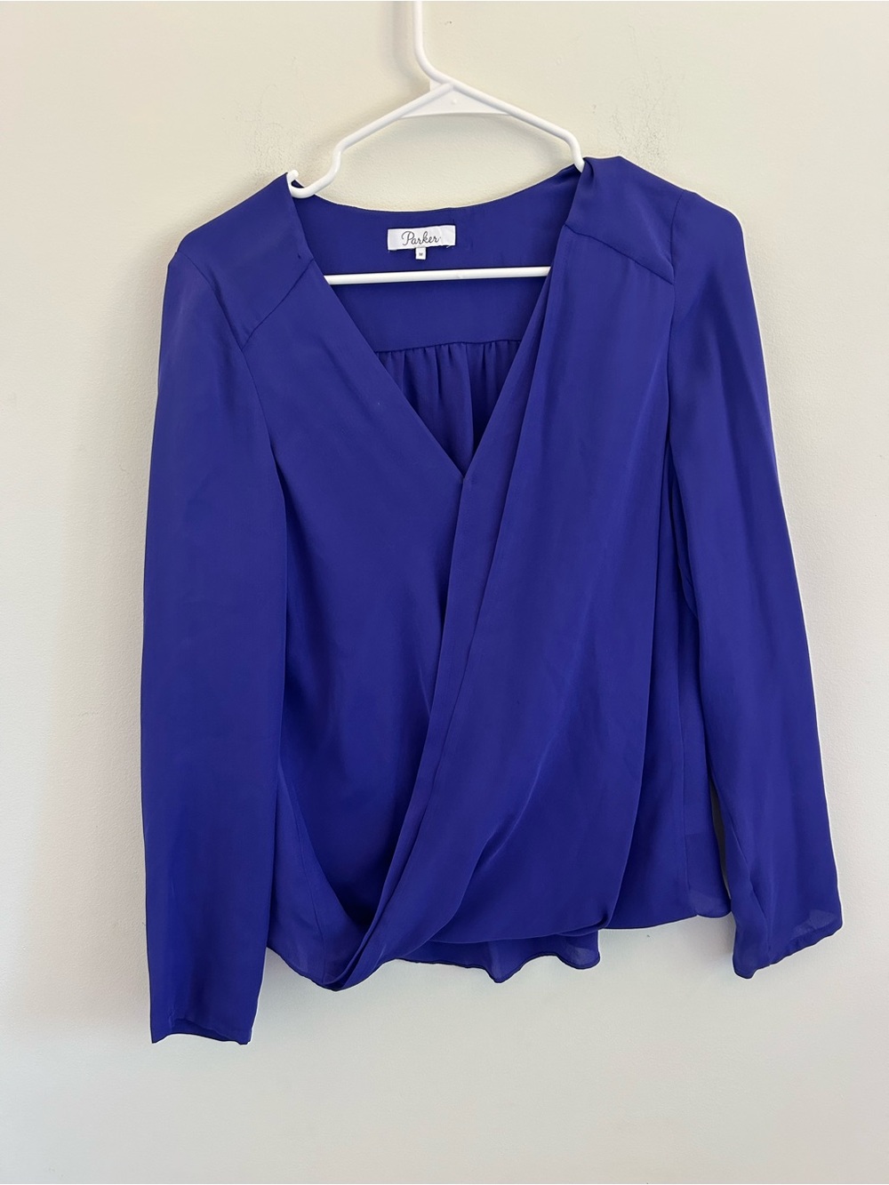 Parker Cobalt Blue Surplice Long-Sleeve Blouse